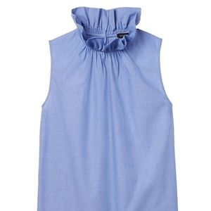 Chambray Ruffle Neck Top